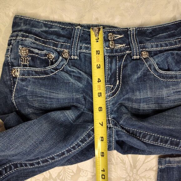 Miss Me Jeans Womens 26 Bootcut Lowrise Rhinestone Embellished Stretchy - Picture 8 of 10